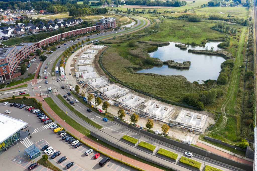 Nieuwbouwproject Zuidzicht in Bergen op Zoom van bovenaf.
